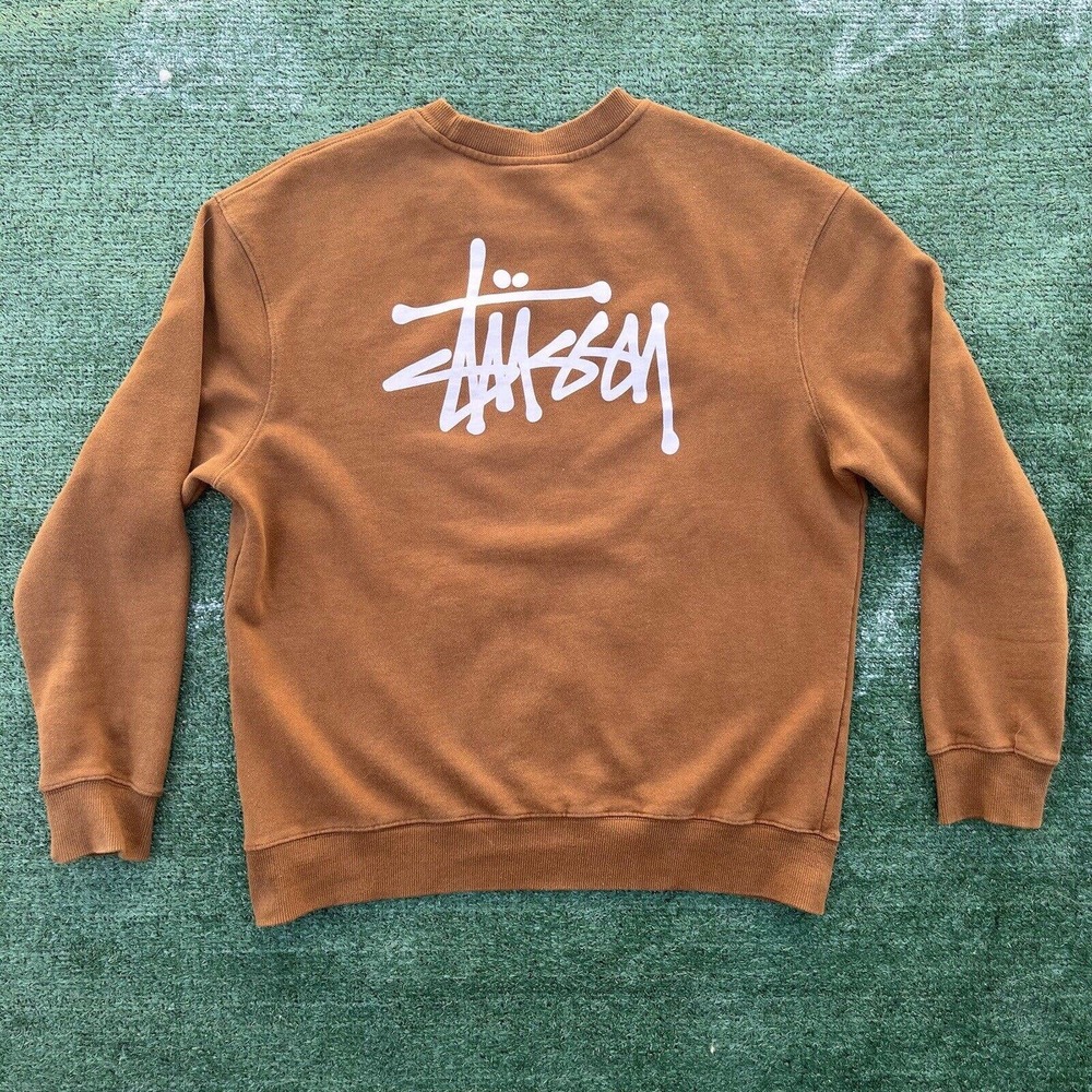 Vintage Brown Stock Logo Stussy Crewneck Sweater M Skate